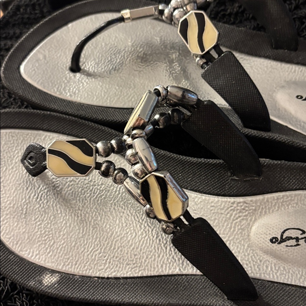 Marigo Black Beaded Women's Sandals small